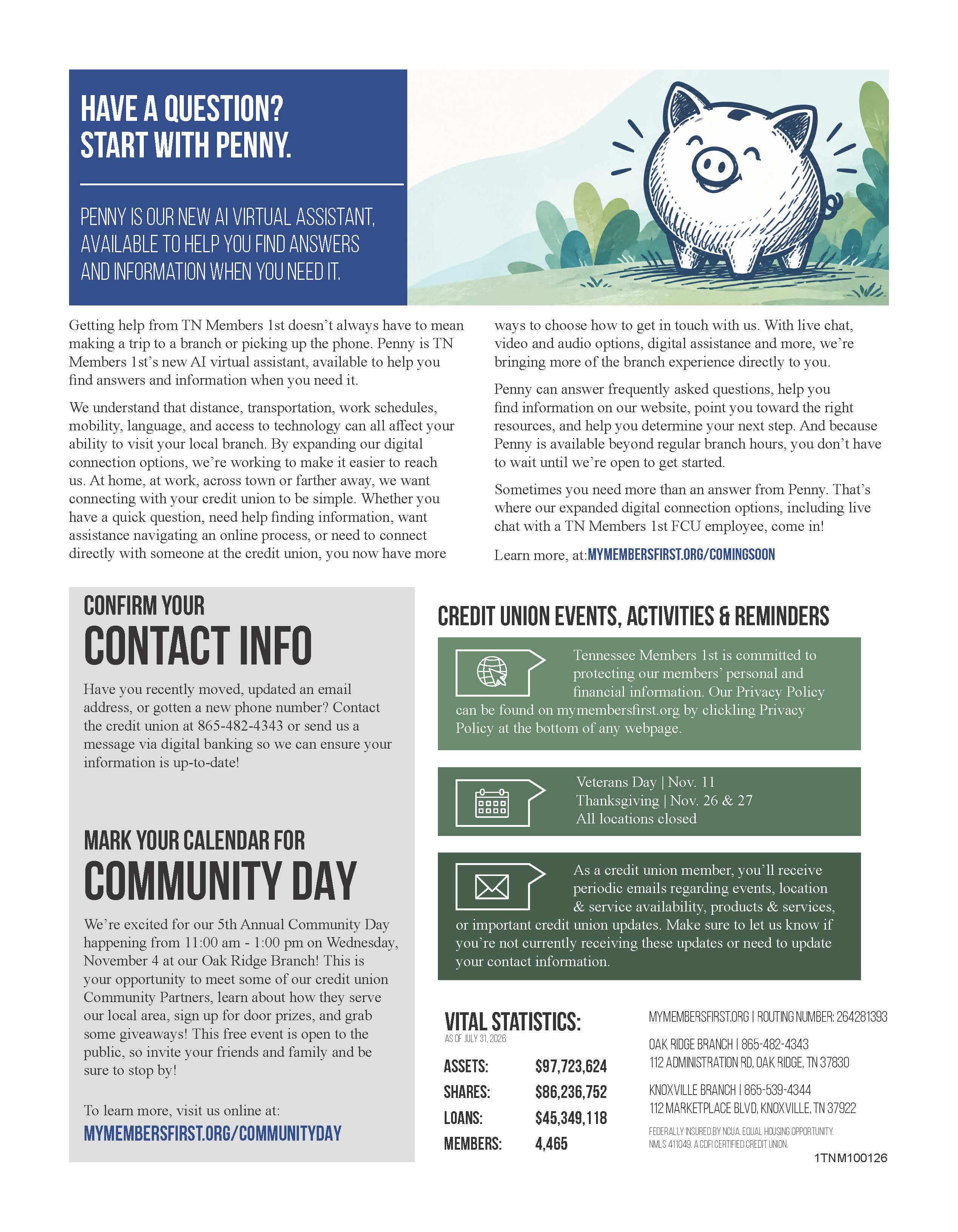 Page two of the October 2026 Newsletter, click for a downloadable PDF